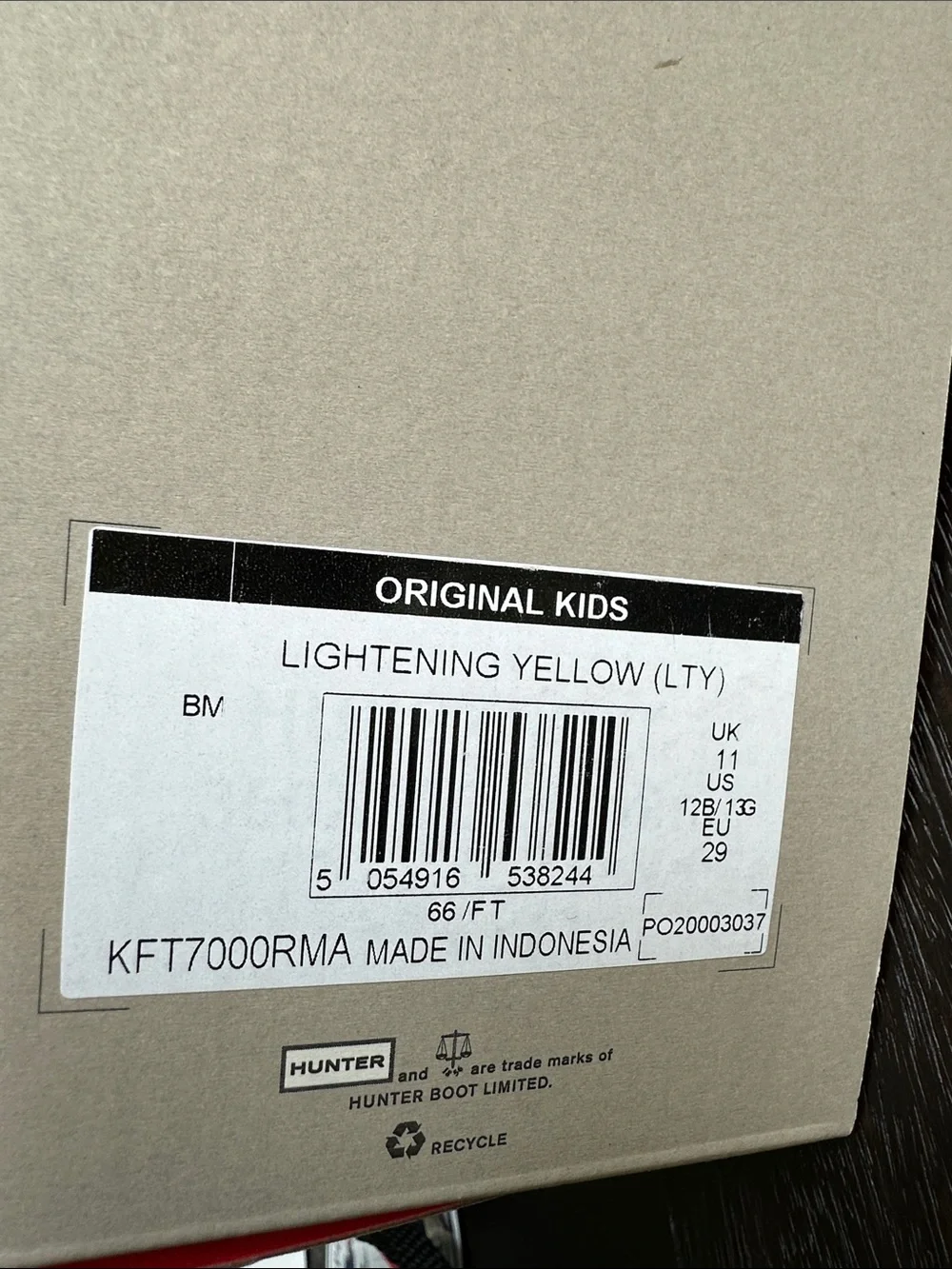 Hunter Bright Llightening Yellow Kids' Original Rain Boots 12 Boys 13 Girls.